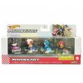 Mattel Hot Wheels: Mario Kart 4 Pack Vehicles (Waluigi, Toad, Light-Blue Yoshi, Diddy Kong) (GXX98)